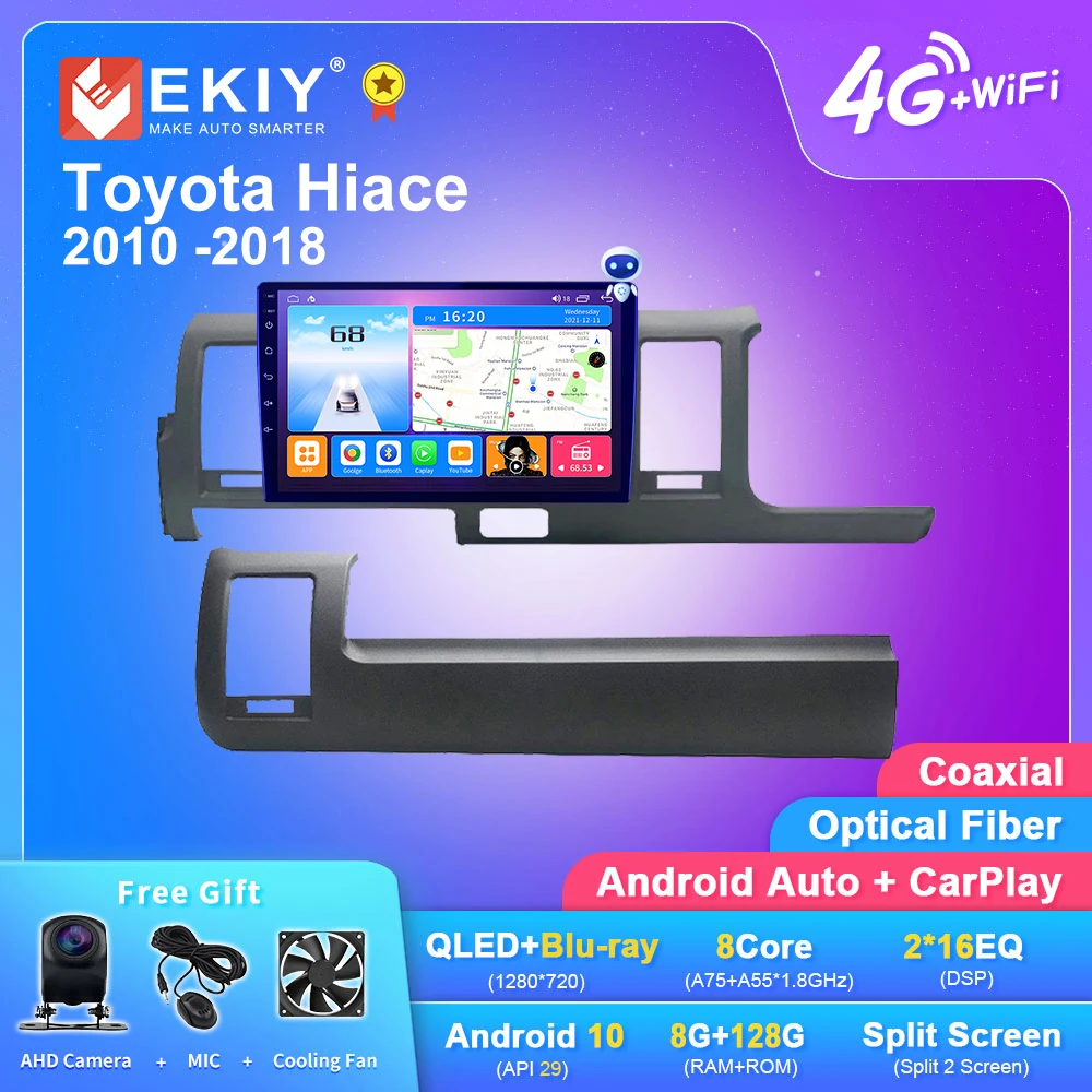 EKIY T7 QLED DSP Android 10 автомобильное радио для Toyota Hiace 2010 2011 2013-2018 мультимедийный