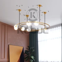 kobuc postmodern light geometric planet chandelier light double ring metal pendant light with glass lampshade goldblack lamp