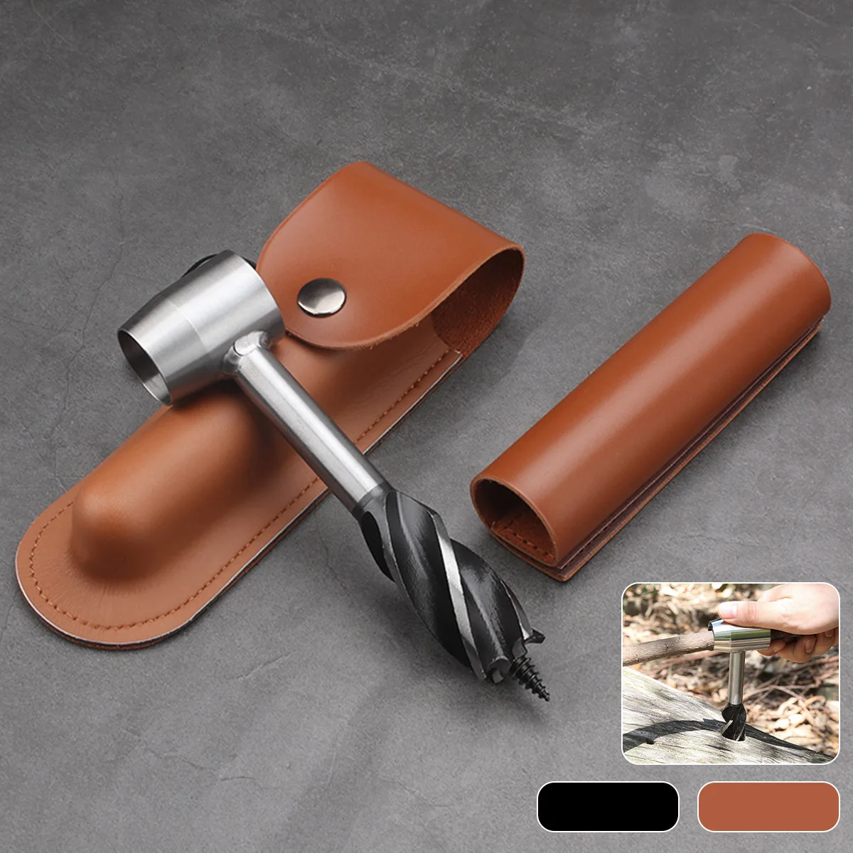 

Auger Drill Outdoor Handmade Multi-Purpose Drill Hand Screw Drill Manual Auger Survival Settler Tool Bushing Manual Screw Wrench