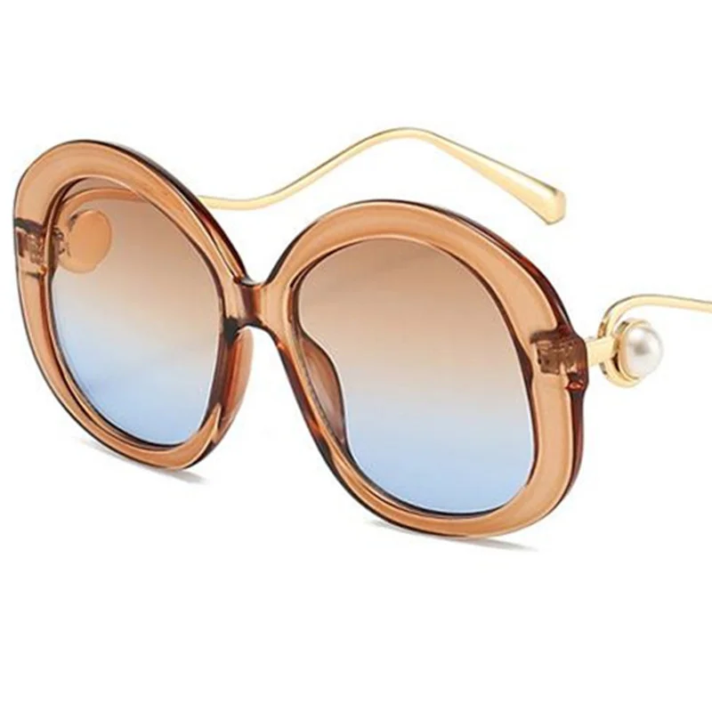 Модные солнцезащитные очки женские с жемчугом большие оправы Adumbral защитой от