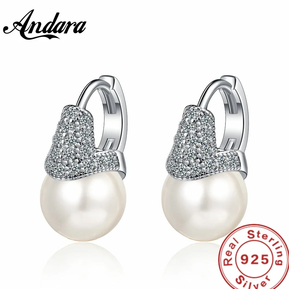 Новинка серьги из стерлингового серебра 925 пробы с цирконом и жемчугом золото 18K