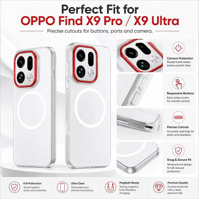 Фото Чехол Xundd для OPPO Find X9 Pro/Find X9 Ultra, магнитный, прозрачный, из поликарбоната, с защитой от пожелтения и царапин, тонкий №5