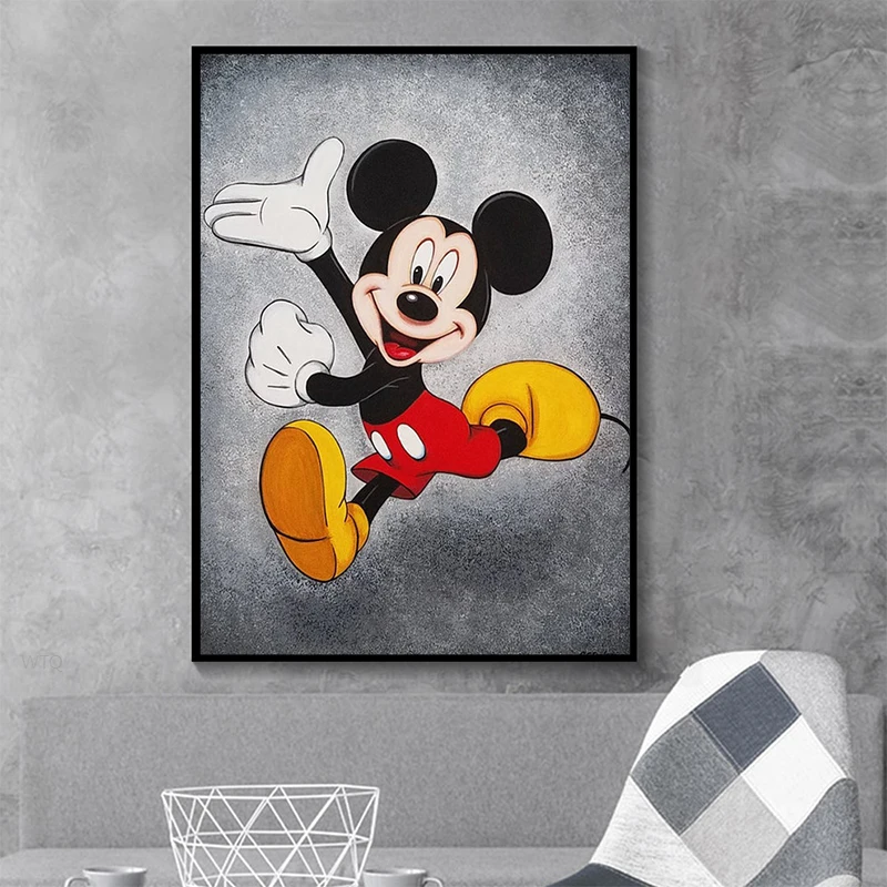 

Disney мультфильм Микки Граффити стена улица искусство картина холст живопись плакаты и принты для гостиной украшения Cusdros