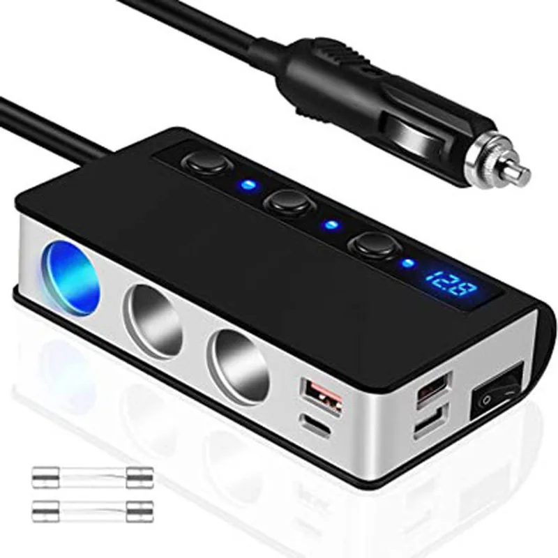 

Быстрая зарядка 3,0 разветвитель прикуривателя 12 В/24 В 3 гнезда 180 Вт ВКЛ./ВЫКЛ. Постоянного тока автомобильный разветвитель с 4 портами USB Авто...