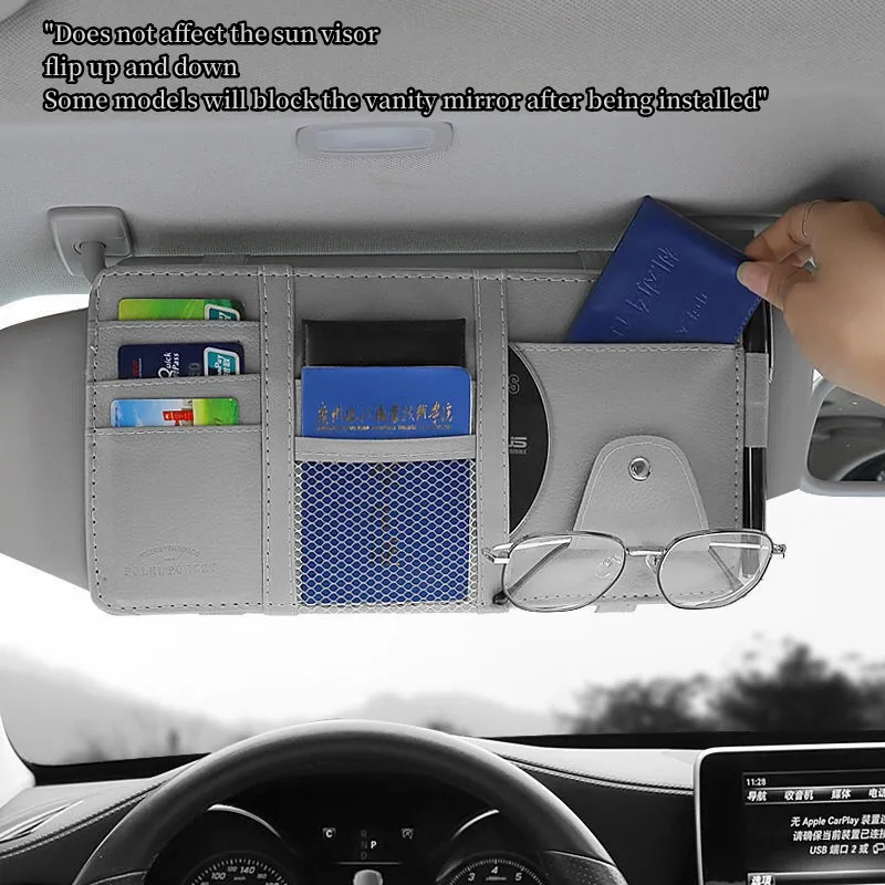 

Car Sun Visor Organizer Multi-Pocket Car Storage Bag Ticket Pen for Glasses Clip Card Holder Drivers License Document Interior