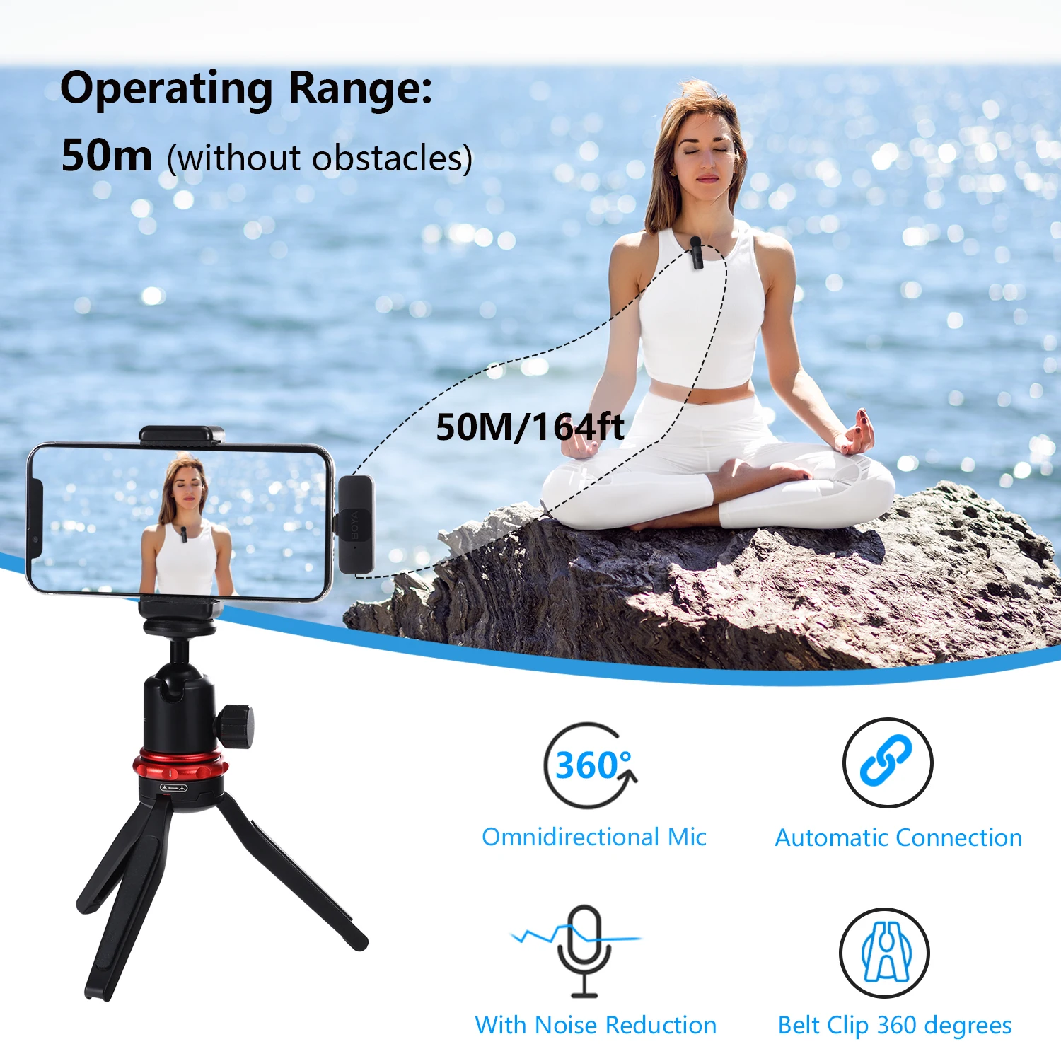 BOYA BY-V 2.4GHz Mini Youtube Wireless Microphone Condenser Lavalier Lapel Mic for iPhone Android Huawei Xiaomi DSLRs Cameras - купить по