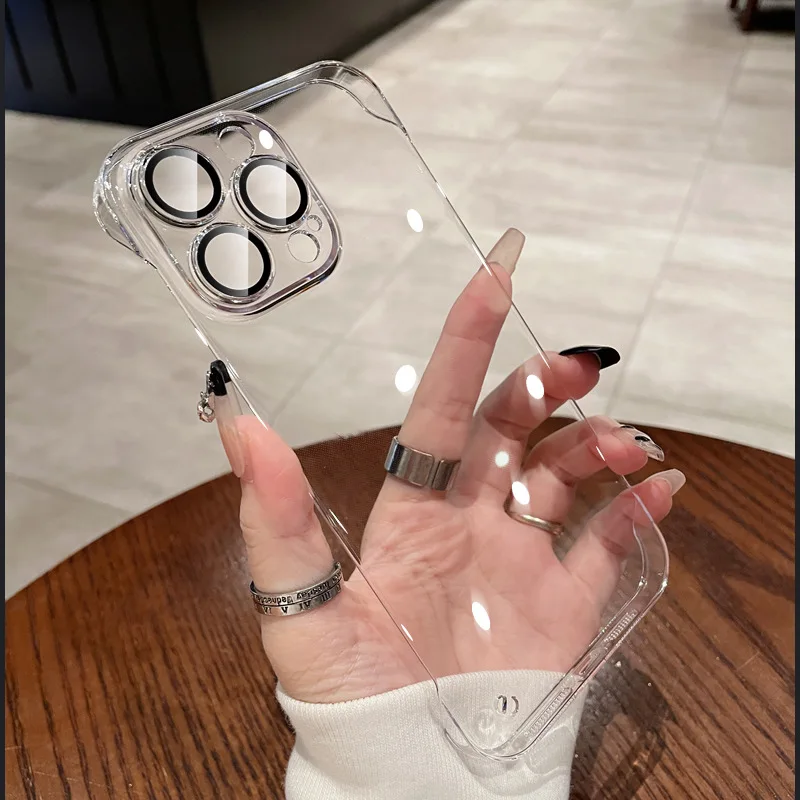 

Luxury Transparent Ultra Thin Frameless Phone Case For iPhone 14 13 12 11 Pro Max Plus Lens Protection Hard PC Phone Back Cover