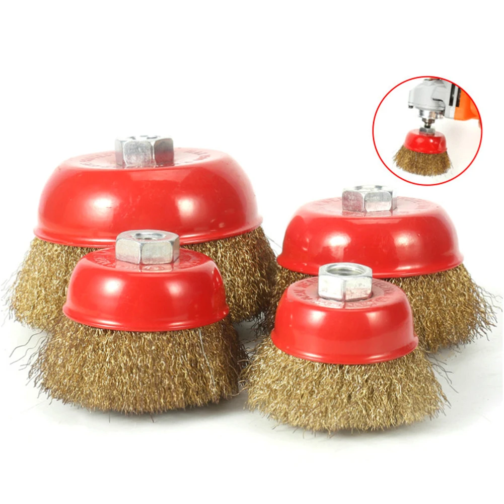 

1 Pc Sisal Brush Remove Rust Brush Rotary Brass Steel Wire Brush Crimp Cup Wheel Angle Grinder For Rust Paint Removal Deburring