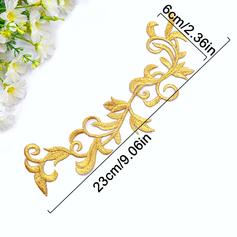 1 пара золотых и серебряных вышитых нашивок Цветочная аппликация железная