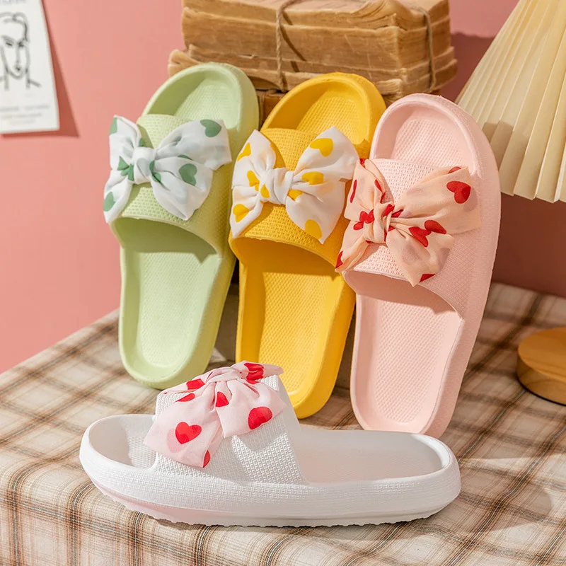 

Sweet Lace Butterfly-Knot Sandals Woman Thicken Sole Platform Slippers Home Comfort Shoes Summer Ladies EVA Flipflops Bath Slide