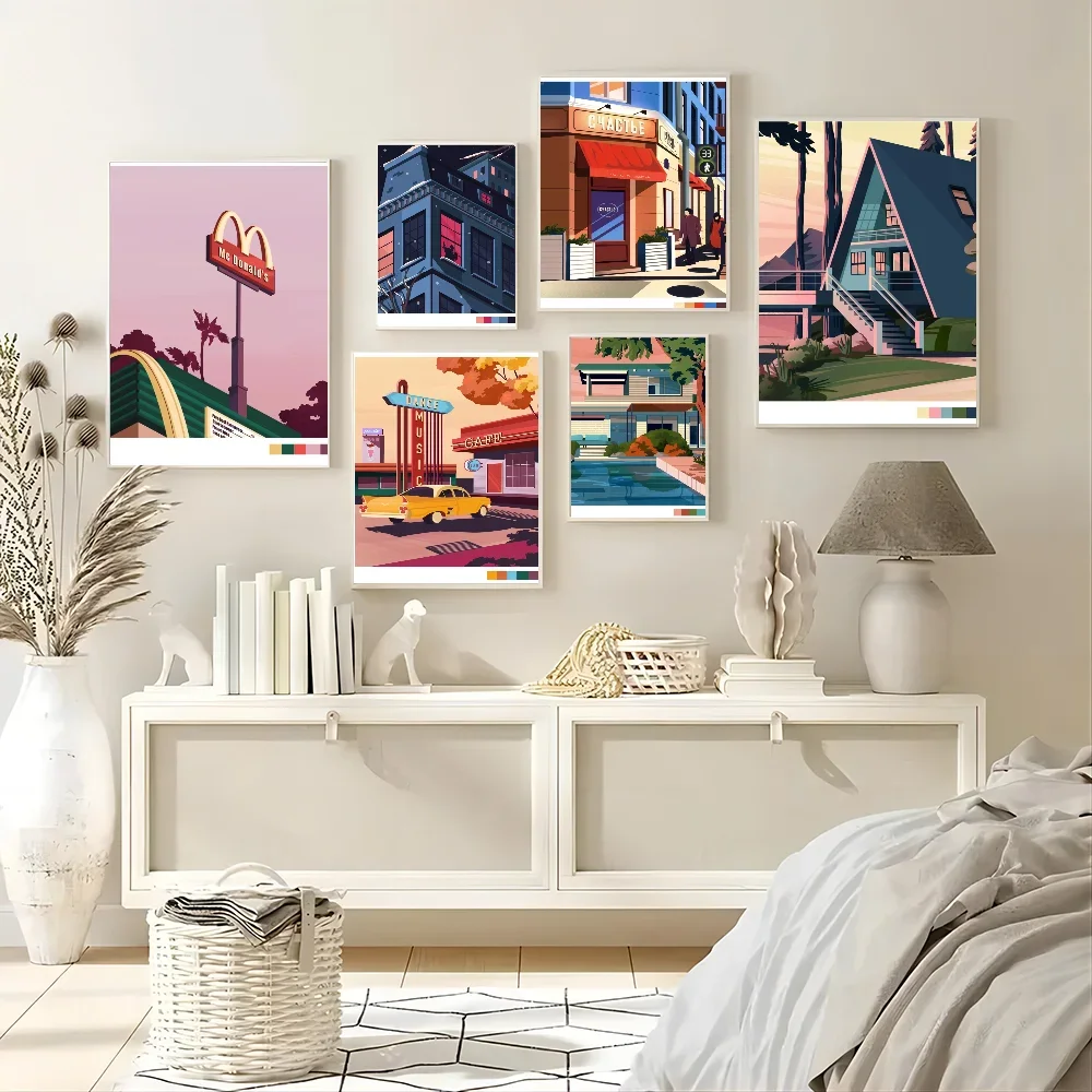 1 Шт. Ретро Иллюстрация Сцена Жизни Плакат Печать На Бумаге Для Дома Гостиной