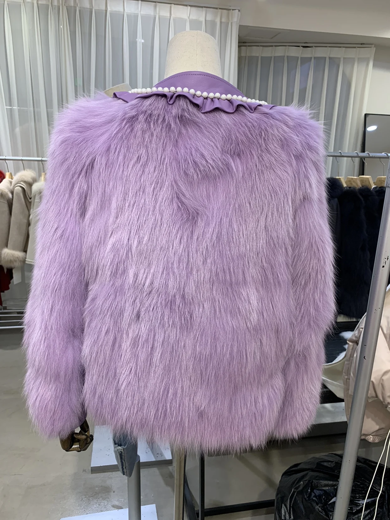 Purple Pearls Fox Fur Coat Women Luxury 2023 Winter New Trendy High-end Pearl Buckle Fur Integrated Leather Fur Coats for Women