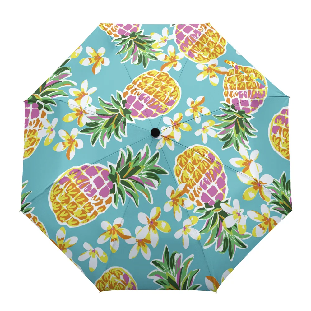 

Pineapple Yellow Fashion Print Fully-automatic Umbrella for Outdoor Kids Adults Printed Umbrella Foldable Eight Strand Umbrella