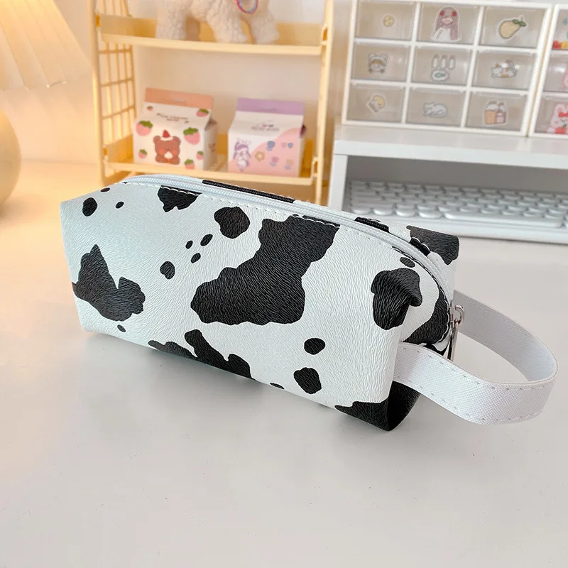 

Simple Style Large Capacity Pencil Bag Stationery Holder Cosmetics Storage Bag Student Portable Square Zipper Pencil Pouch