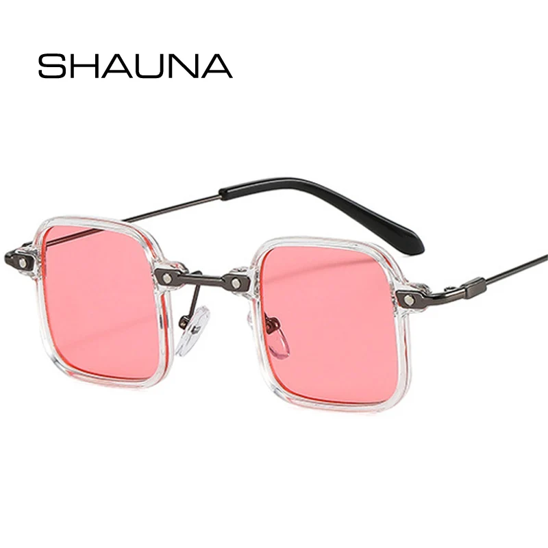 

Женские и мужские маленькие квадратные очки SHAUNA, солнцезащитные очки в стиле ретро с прозрачными градиентными линзами UV400 в стиле панк