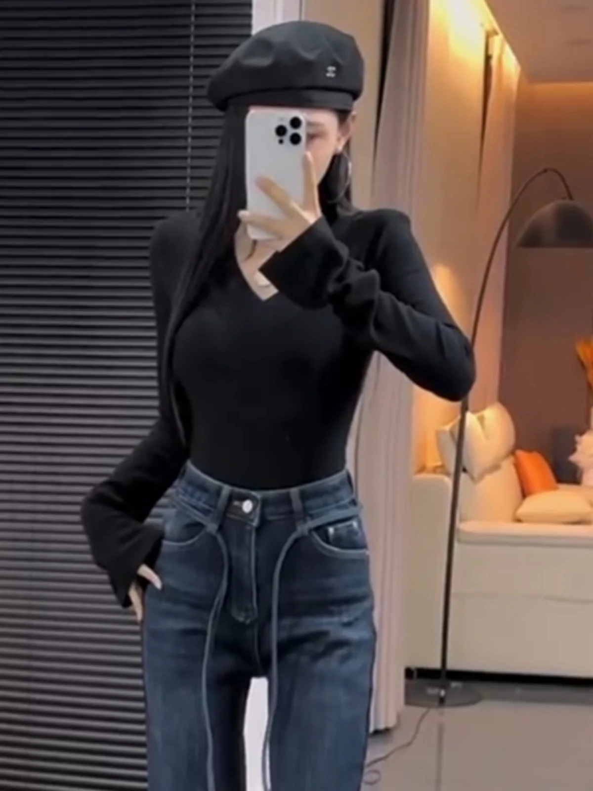 Однотонная облегающая футболка с длинными рукавами внутренняя одежда нижняя