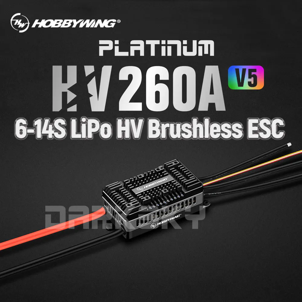 Фото HOBBYWING ESC Platinum 260A V5 SBEC/OPTO 6-14S LiPo HV Бесколлекторный регулятор скорости (ESC) для радиоуправляемых моделей самолетов, фиксированных крыльев и вертолетов №2