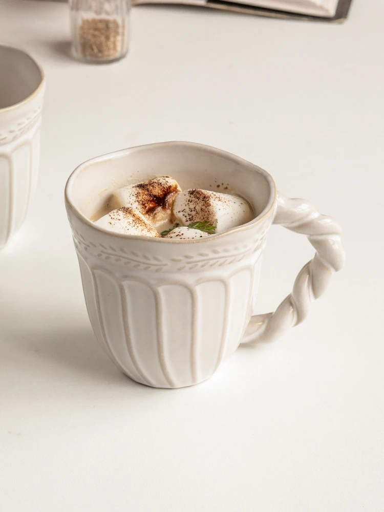 350 мл керамическая кружка жареное тесто круглая ручка винтажная для белого кофе