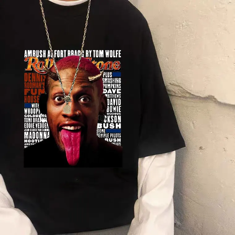 

Dennis Rodman T-shirt Men Women Regular Streetwear Boy Basketball Clothes Mob Travis Scotts Astroworld Hip-hop Fashion Tees Tops