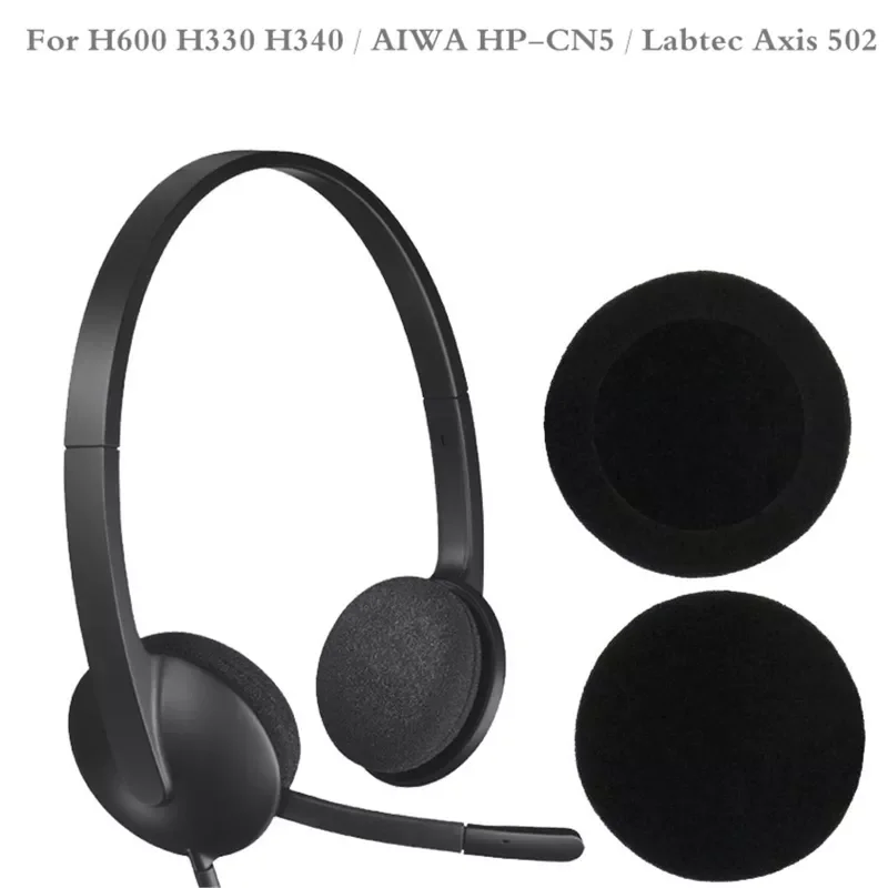 

60mm/2.4" Replacement Foam Earpads Cushion For Logitech- H600 H330 H340/Aiwa HP-CN5/Labtec Axis 502 headset Black