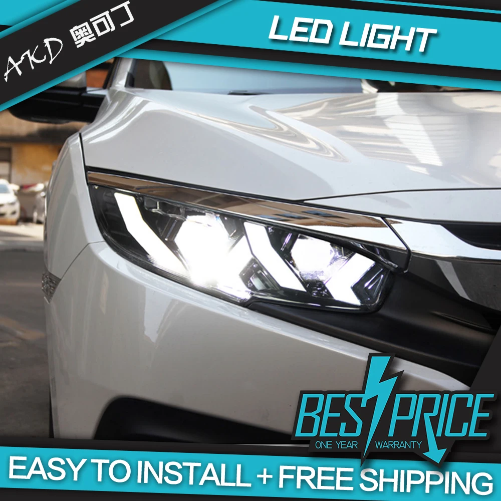 Car Styling Head Lamp for Civic X Headlights 2016-2020 New Civic LED Headlight DRL Animation LED High Beam Low Beam Accessories