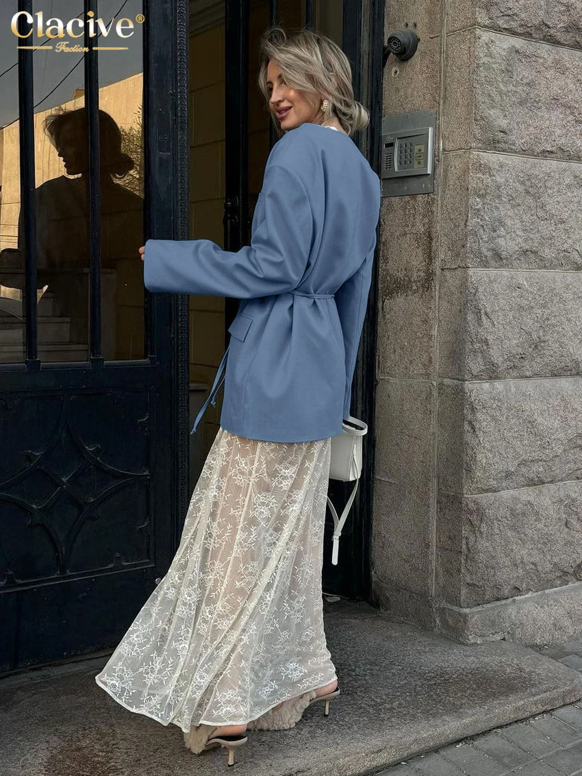 Clacive модные свободные коричневые офисные женские рубашки 2025 повседневная