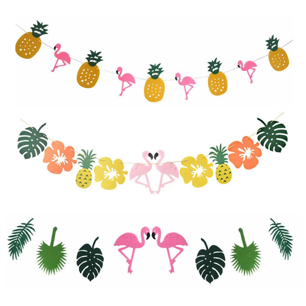 

3pcs Hawaii Banners Tropical Jungle Theme Garlands Party Supplies