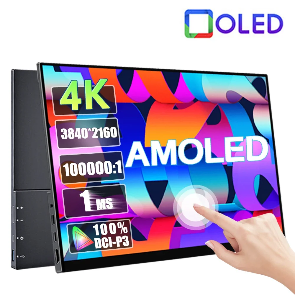 13 3-дюймовый портативный монитор с сенсорным экраном 4K OLED AMOLED 100% DCI-P3 USB-C
