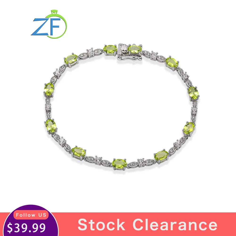 

GZ ZONGFA Original 925 Sterling Silver Tennis Bracelet for Women Luxury Natural Peridot Gems 4.8ct Charm Bracelets Fine Jewelry