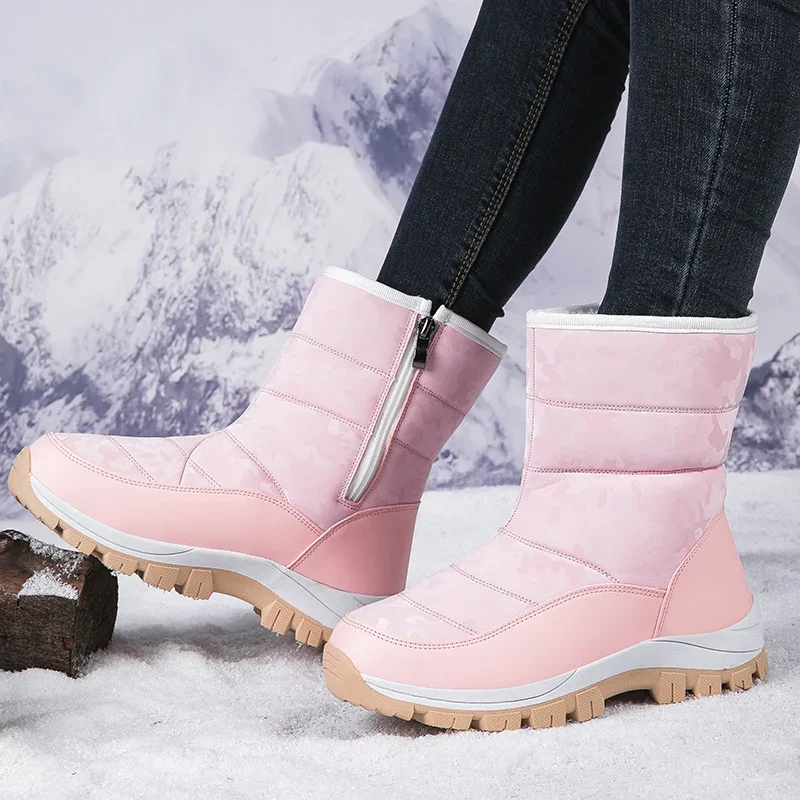 

Женские ботинки, зимние плюшевые ботинки, уличная Нескользящая походная обувь, женские теплые и водонепроницаемые ботинки, модная теплая зимняя обувь