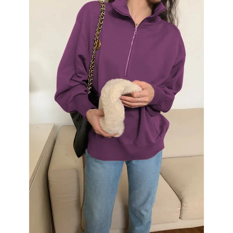 

3 Colors NWT Half Zip High Cullar Pullover Sports Sweater Thick Sweaters Sports Long Sleeve Ribbed Super Running Jacket