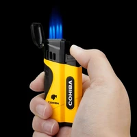 cohiba cigar cigarette tobacco lighter 4 torch jet flame refillable with punch smoking accessories portable