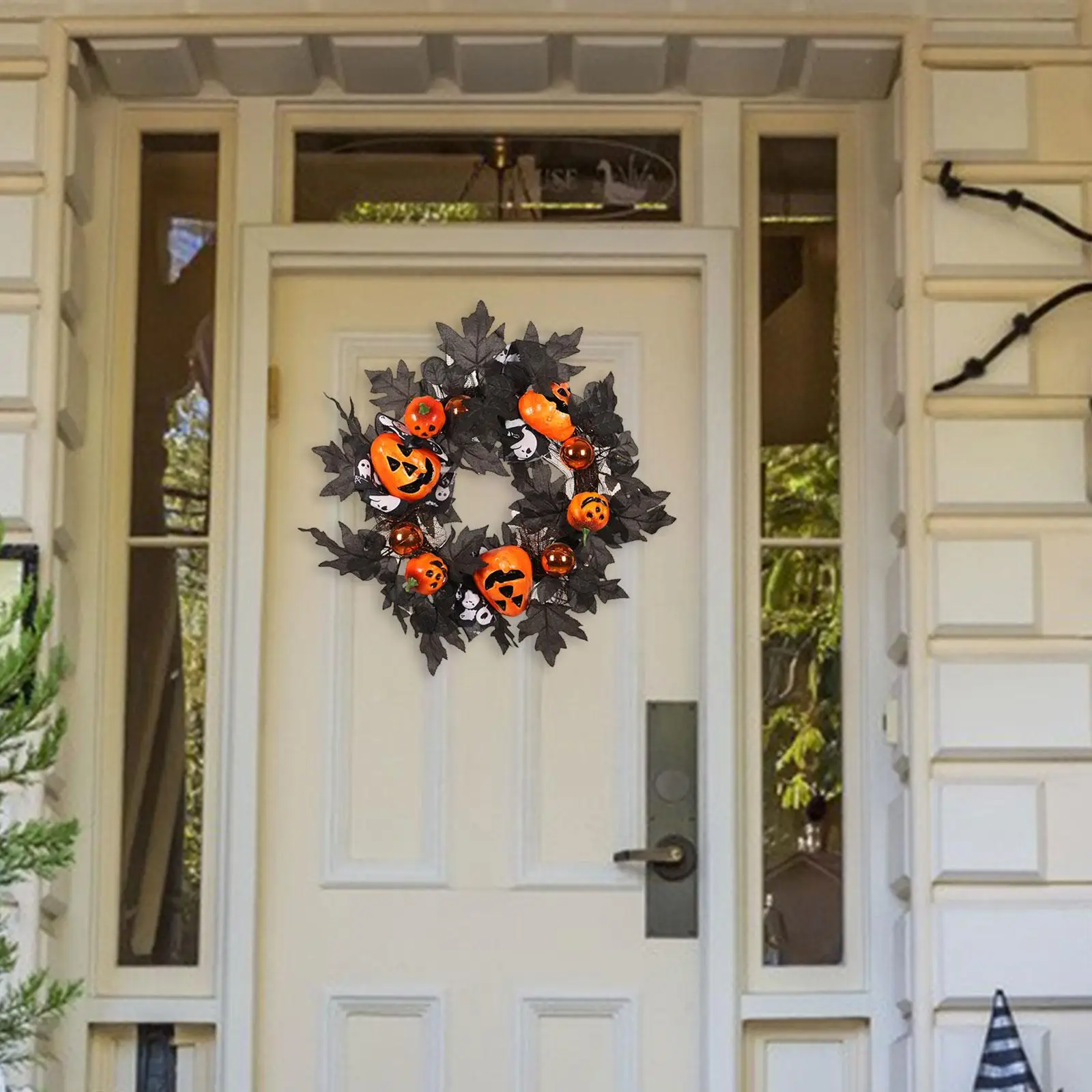 

Halloween Wreath for Front Door Autumn Pumpkin Wreath for Indoor Window Home