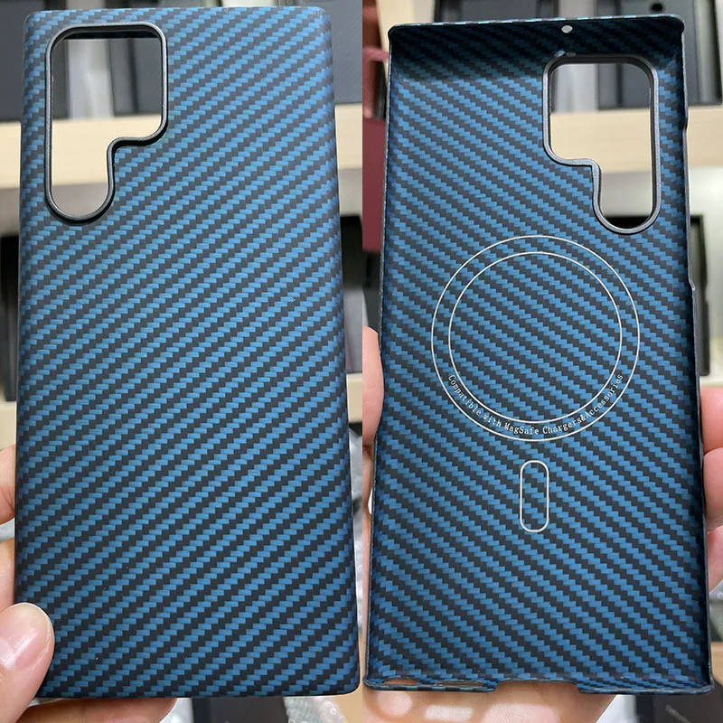 

Ультратонкий чехол из углеродного волокна для Samsung Galaxy S22, Ультратонкий чехол из арамидного волокна для Samsung S22 с магнитной зарядкой Magsafe