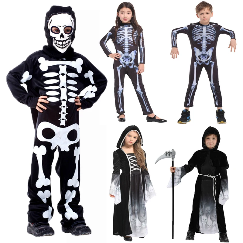 

Umorden Halloween Party Skull Skeleton Costumes Kids Child Scary Monster Demon Devil Ghost Grim Reaper Costume for Boys Girls