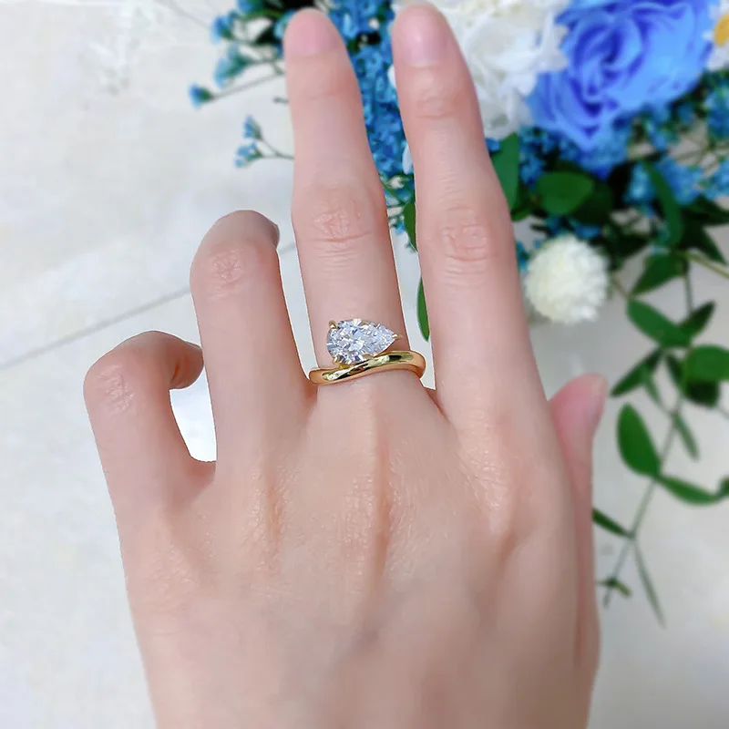 Smyoue 1 5 карата 3 грушевидной огранки муассанит пасьянс кольца для женщин свадебные