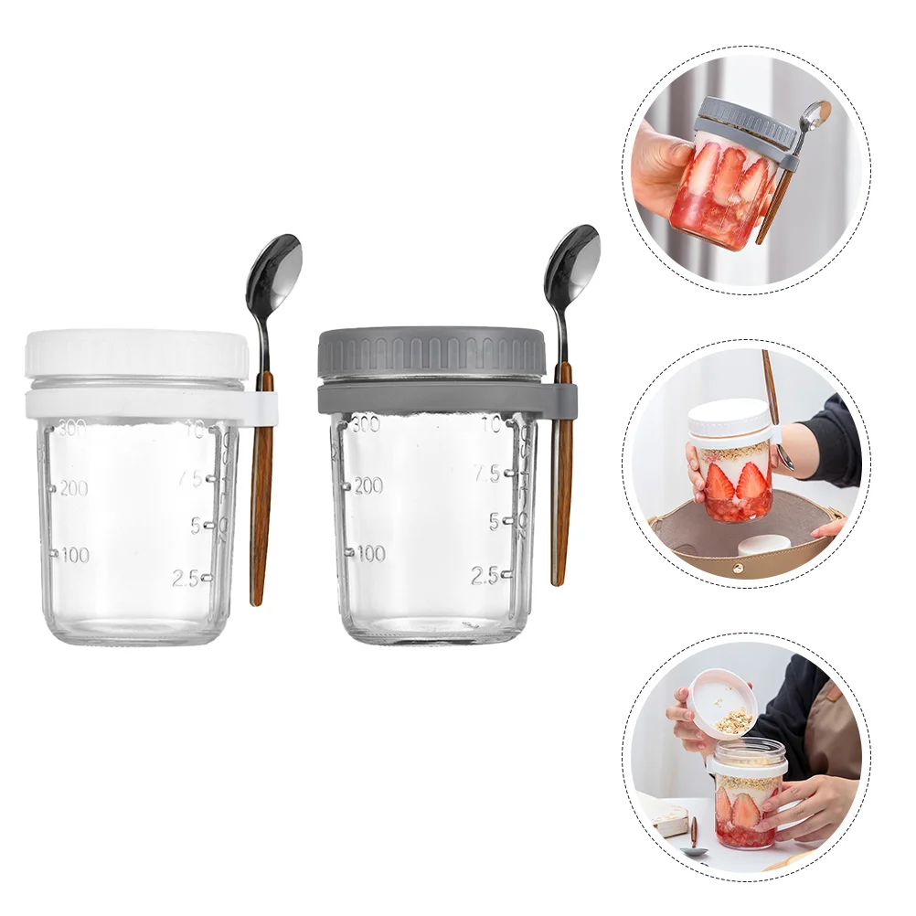 

Oatmeal Anti-leak Porridge Cup Glass Containers Cover Jars Oats Creative Pp Breakfast Vegetable