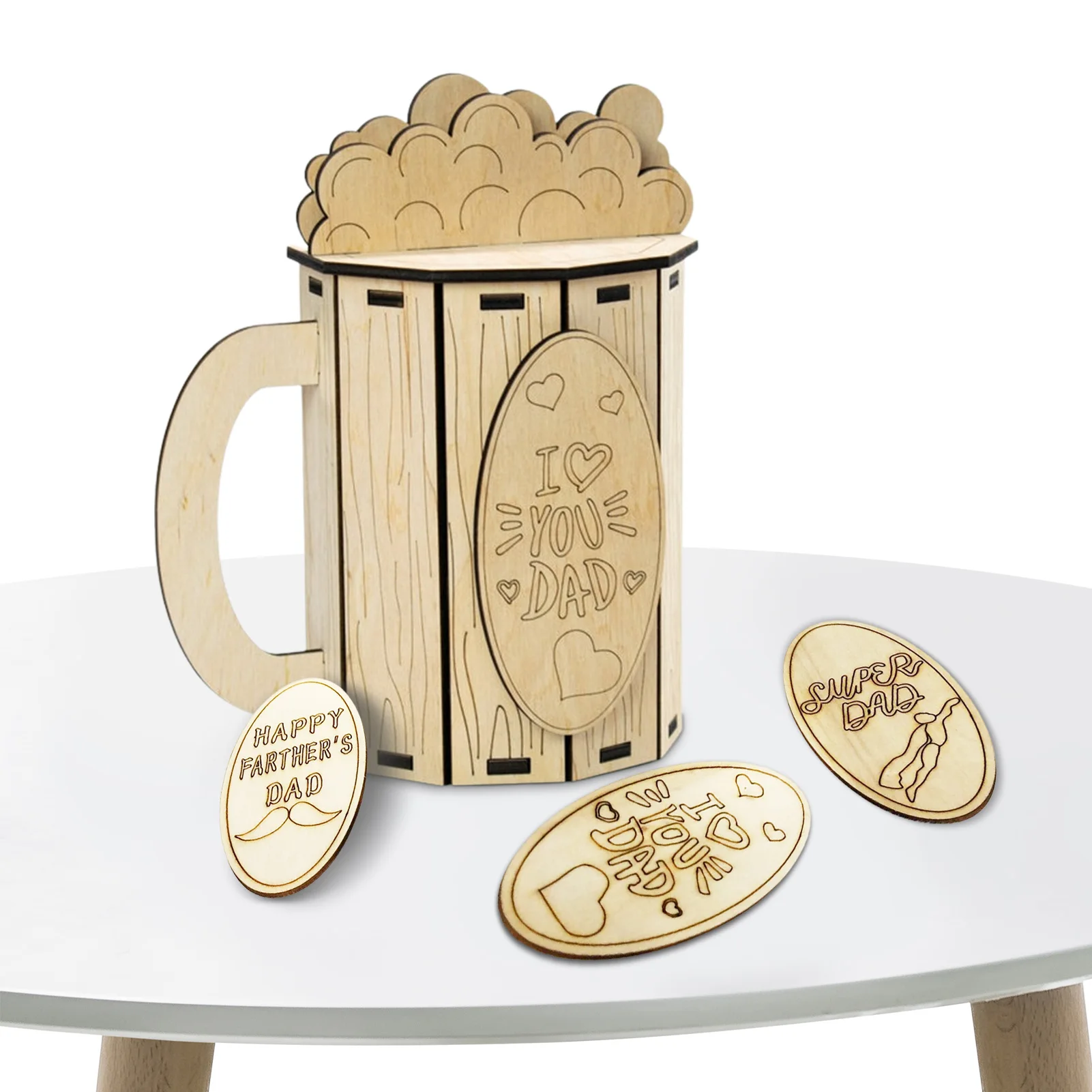 

Classical Beer Mug Crafts DIY Wood Crafts Decorations House Tabletop Decor DIY Wood Crafts Decorations Gifts For Father's Day