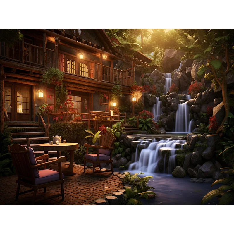 Vintage Old Tavern Barista Coffee Shop Bar Photography Backdrop Warm Medieval Inn Fantasy Retro Photo Studio Background LJG-07