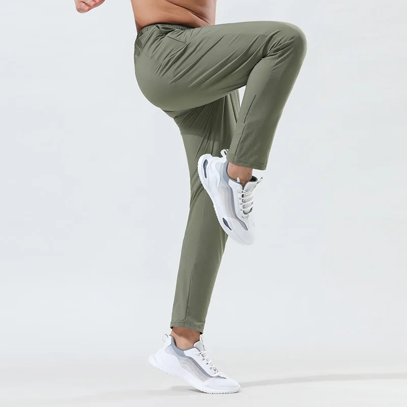 Lulu Summer Men's Sports Pants Thin Spring Fitness Running Slim Elastic Quick Dry Breathable Fitness Yoga Leisure Training Pants