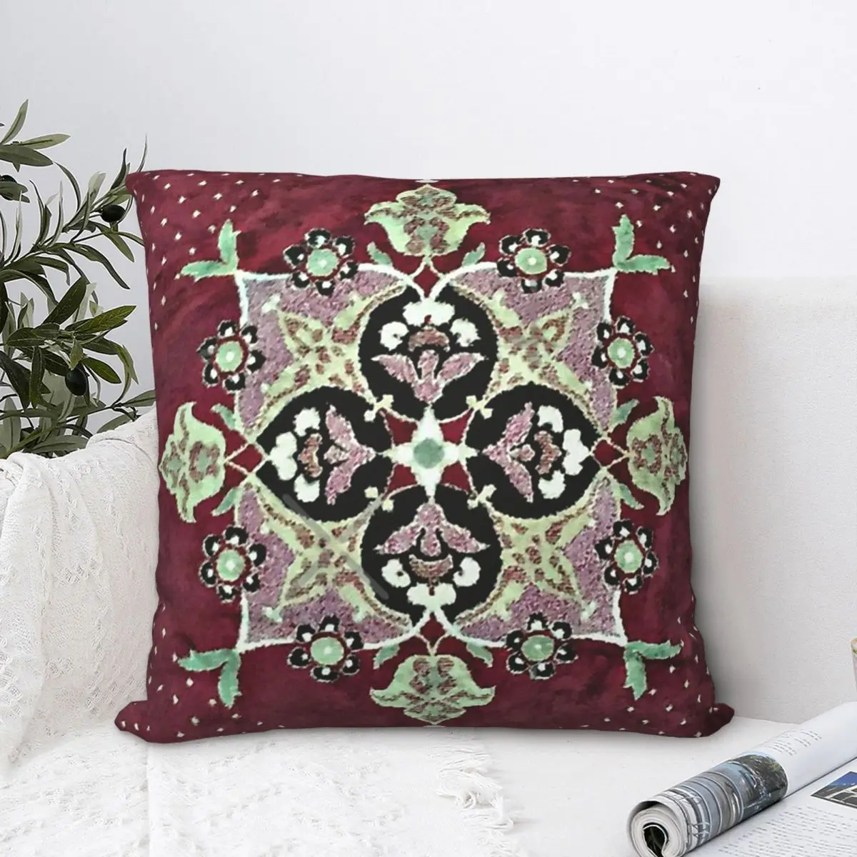 

Antique Persian Oriental Throw Pillow Case Oriental Rug Cushion Home Sofa Chair Print Decorative Hug Pillowcase