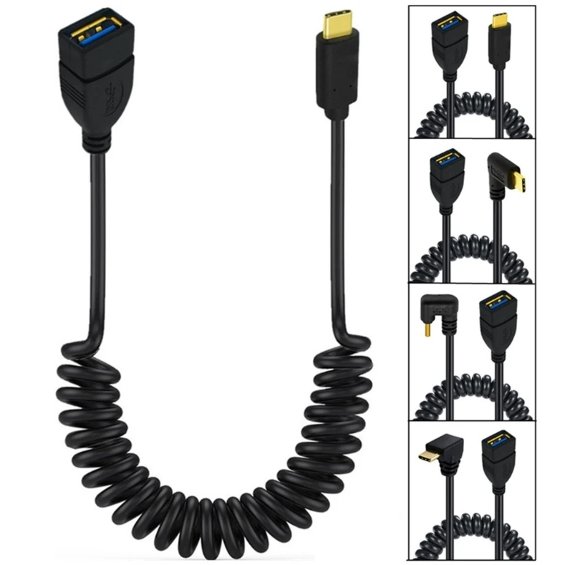 Портативный пружинный спиральный зарядный кабель шнур USB от A до C линия передачи