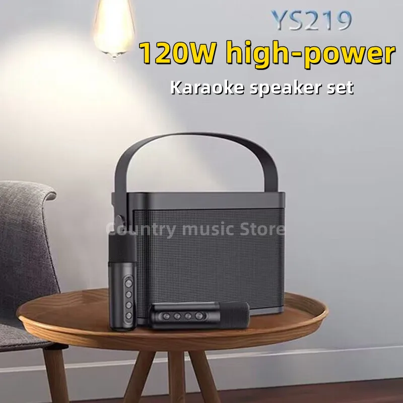 

New YS219 120W High Power Portable Speakers Karaoke Dual Microphone Bluetooth Audio Smart External K Song Device Caixa De Som
