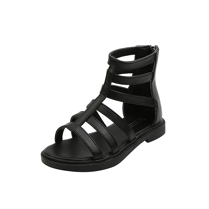 

Сандалии для девочек, Новинка лета 2022, модные детские Нескользящие туфли принцессы на мягкой подошве, римские туфли, черная модная детская п...