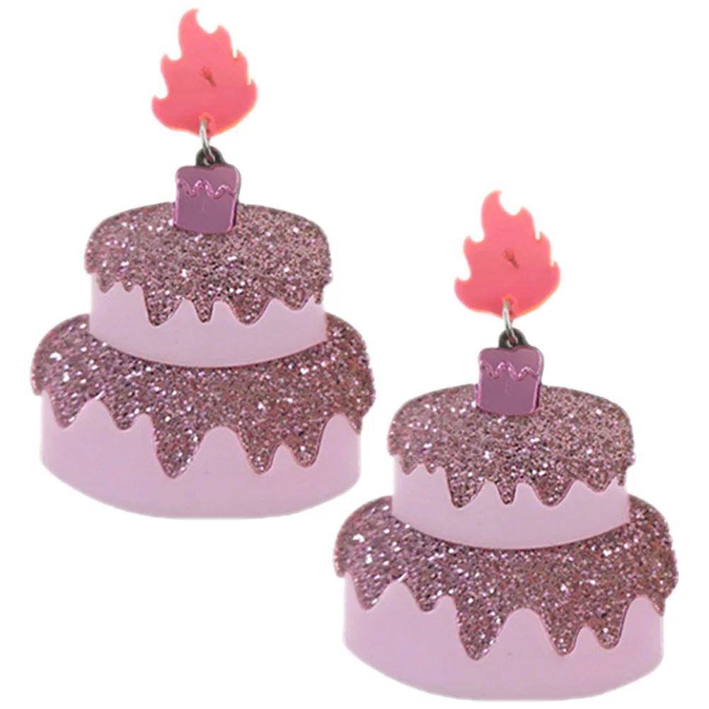 

1 Pair Cake Shaped Ear Studs Women Drop Earrings Teen Girls Ear Jewelries
