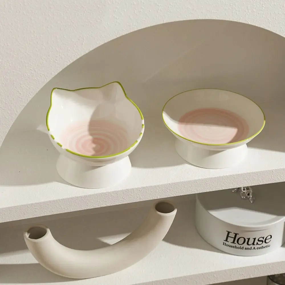 Противоударная керамическая миска для кошек Милая наклонная кормления собак