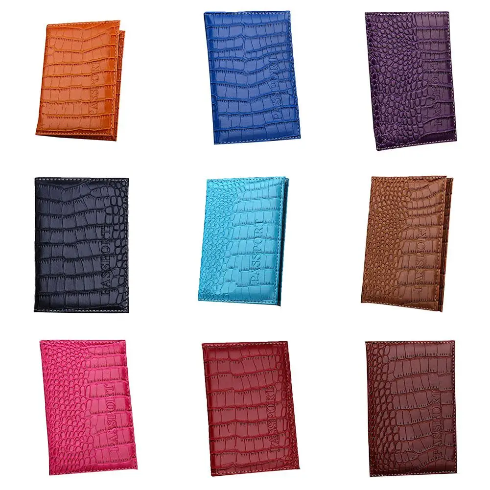 

PU Leather Crocodile Pattern Passport Covers Travel Wallet Passports Cover ID Card Holder Unisex Credit Case Porte Carte