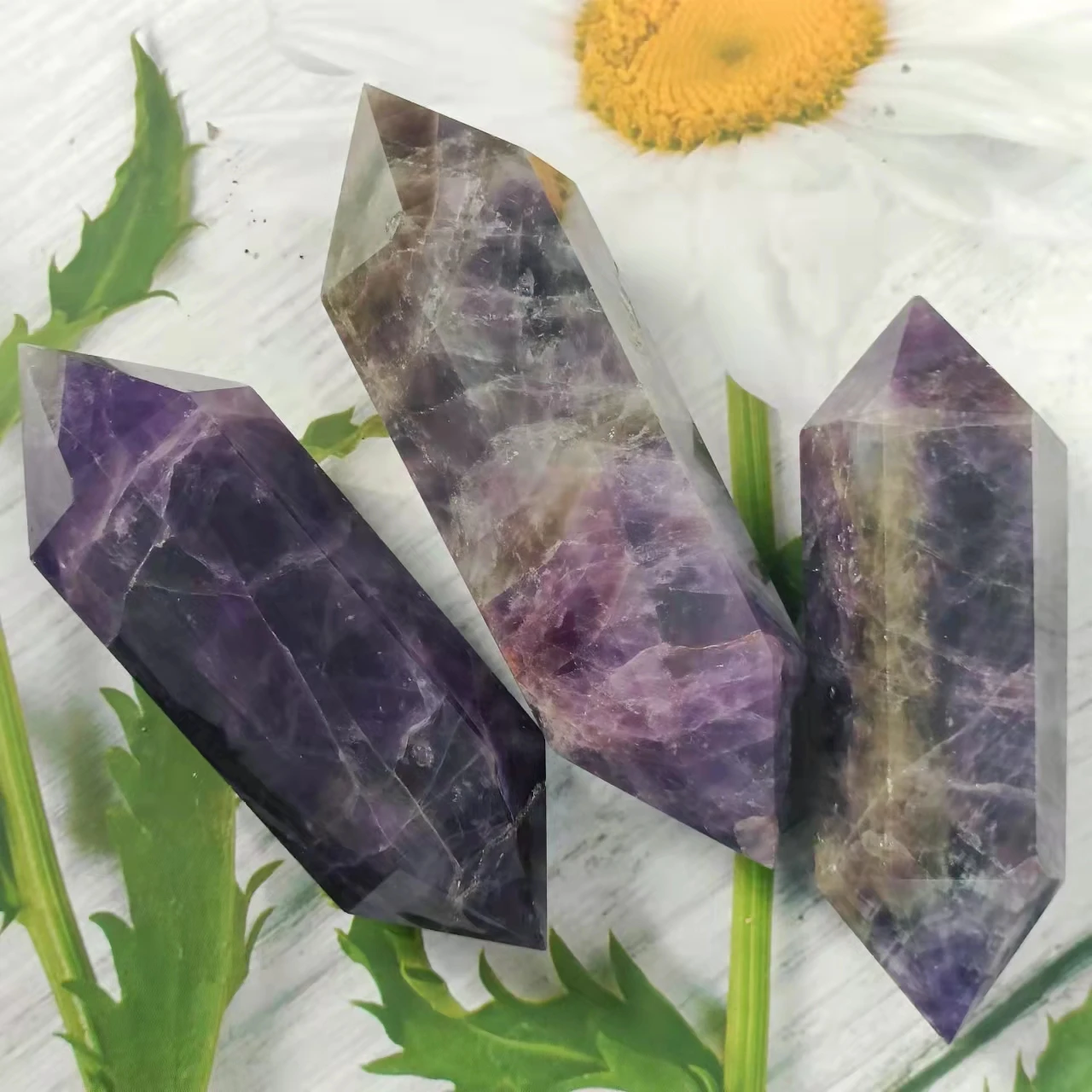 

Beautiful Natural Amethyst Double Pointed Crystal Quartz Energy Mineral Stone Home Decoration Office Accessories