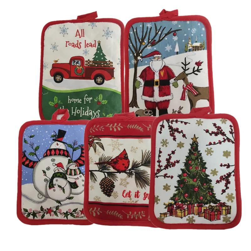 

1Pc 17x22cm Cotton Thicken Christmas Series Baking Pot Oven Mat Insulation Pad Table Coaster Xmas Gift