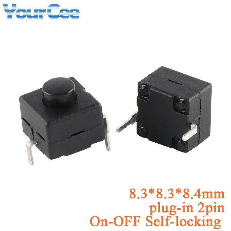 

20 шт./5 шт. 8,3*8,3*8,4 мм фонарик кнопочный переключатель 1A 30 В 2Pin ВКЛ-ВЫКЛ самоблокирующийся переключатель для электрического фонаря 8,3x8,3x8,4